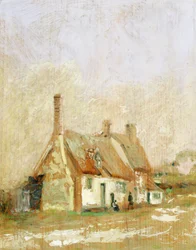 Hütten in einer Landschaft